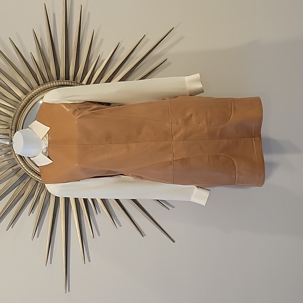Vince leather dress and Theory silk blouse